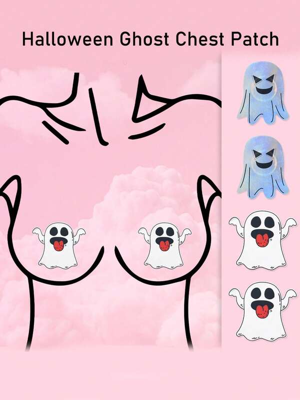 Halloween Geist Brustaufnäher, Sexy Brustwarzen-Aufnäher, Party Einweg-TPU Brustaufnäher für Frauen
