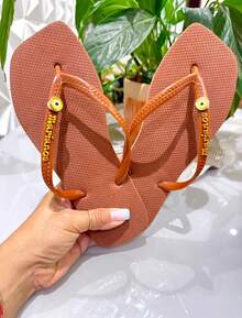 Women's Casual Flip Flops Glitter Modern Comfortable - Rỉ Nâu - Xem 1