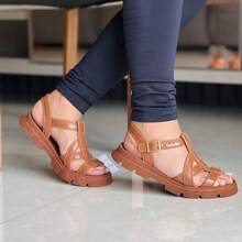 Kit 2 Pairs Of Comfortable And Stylish Women's Summer Sandals With Buckle - Live - Caramel + Đỏ - Xem 4