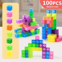 80/100/120 块磁性积木，儿童 DIY 创意益智磁性建筑玩具，学龄前 STEM 感官蒙特梭利玩具，透明磁性立方体结构玩具，激发创造力和想象力，多色磁性立方体积木，适合 3 岁以上男孩和女孩的生日、节日、课堂礼物（颜色随机） - 彩色 - 查看 15