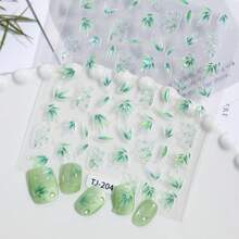 5D Geprägte Bambus Schatten Nail Art Aufkleber, Chinesischer Stil bunte Nail Decals