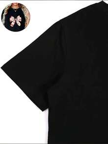 1pc blusas de mujer blusas bonitas para mujeres conjuntos para mujer blusas de mujer en oferta  Imagen de Lazo Corazón T shirt algodón 180g blanco y negro patrón estampado de corazón impresión de alta calidad en algodón cuello redondo corte básico holgado hombres y mujeres transpirable versátil lavable a máquina cómodo talla S ~ 3XL diario casual deportivo imprescindible para el verano - Negro - Ver 5