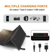 ZGZXSEXHZ 1 pièce Panneau solaire pliable 30W, chargeur solaire portable, sortie 18V, comprend un mousqueton et des câbles, 3 ports convenant à plusieurs appareils, idéal pour la randonnée, les voyages, la recharge de téléphones et de power banks, parfait pour le camping, la randonnée et les kits d'urgence