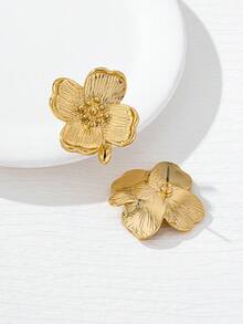1 对时尚、优雅、迷人的四叶花瓣耳钉，适合女性日常佩戴 - 金色 - 查看 5
