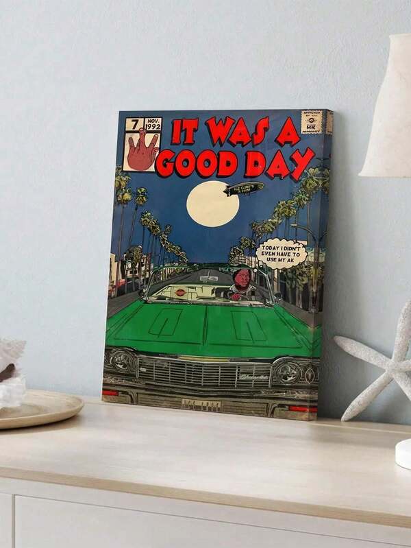 1pc It Was A Good Day Ice Cube Canvas Art - High-Quality Unframed Poster, Vibrant Painting For Wall Decor, Perfect Gift, Ideal For Bedroom, Office, Living Room, Cafe, Bar, Home & Dorm Styling