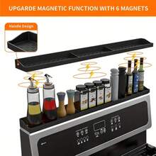 30-Inch Deep Black Silicone Magnetic Rack - Space-Saving Kitchen Storage Rack For Spices And Cookware, Easy To Install Without Drilling, Floating Design With Spice Containers, Spice Rack And Storage