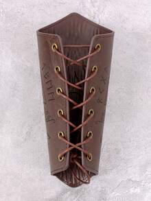 1Pc Unisex PU Leather Wrist Bracer Viking Medieval Wristband Arm Guard Armor For Renaissance Faire Larp Cosplay Prop Punk Rivet Decor Bracelet