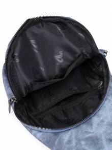 这款经典时尚的多功能纯色复古PU防水多层斜挎包，配有侧袋和多拉链封口。菱形肩带使其适合旅行和购物，也可作为胸包用于户外活动和运动。 - 藍色 - 查看 7