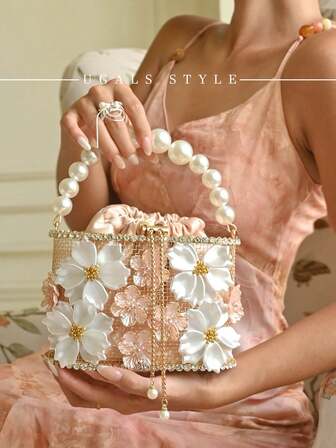 奢华女士新娘婚礼钱包派对舞会闪闪发光水钻手包手提包晚宴手拿包水桶包