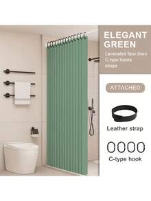 1 件纯色可折叠矩形浴帘，带挂钩，无拉杆，磁性，时尚面料，适用于家庭和酒店浴室隔断，也可用作门帘或窗帘房间装饰浴室配件返校浴室装饰 - 彩色 - 查看 20