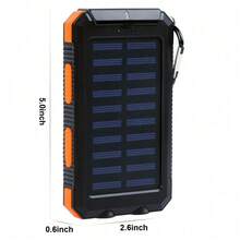 Solar Power Bank With Built-In Flashlight, Compass, And Automatic Output Adjustment Function. Waterproof, Dustproof, And Shockproof, Suitable For Camping, Hiking, Fishing, And Cycling. - Black - View 7
