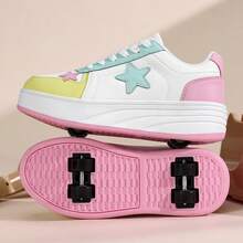 Adjustable 4-Wheel Roller Skates For Teenage Girls, Detachable Multifunctional Inline Skates, Lace-Up Casual Sports Shoes For All Seasons