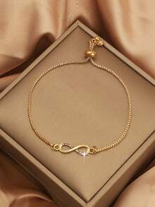 1pc Adjustable Geometric Infinity 8 Shape Bracelet, Minimalist & Fashionable Design