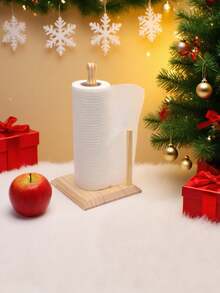 1Pc Wooden Paper Towel Holder,Kitchen Paper Towel Dispenser, Paper Towel Holder Countertop,Bamboo Paper Towel Roll Holder,Napkin Stand On The Desk,Kitchen Towel Rack,Tissue Rack For Kitchen,Dining Room,Restaurant,Plastic Wrap Holder,Table Top Items,Kitchen Storage,Organizer,Standard Roll Holder For Cabinet,Stand With Anti-Skid Base