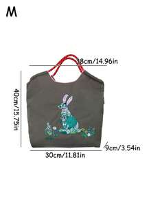 1 Stück Kaninchen im Gras Nylon Schultertasche mit großer Kapazität, modische vielseitige wasserdichte Einkaufstasche, Umhängetasche für Frauen