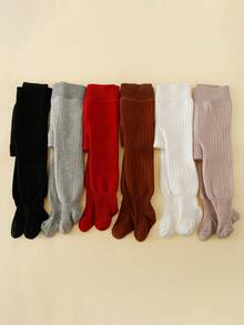 女婴纯色保暖连裤袜，秋冬季保暖打底裤，休闲百搭，多功能保暖 - 彩色 - 查看 4
