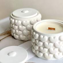 Khuôn đất sét tự làm nến hình trái tim, khuôn trang trí cốc, bình hoa trang trí nhà cửa, liệu pháp hương thơm, nhựa, thạch cao, khuôn silicon - trắng - Xem 8