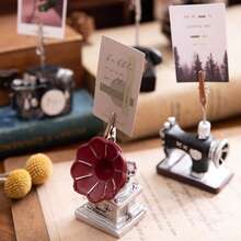 Kreatywne artykuły papiernicze, retro gramofon, żywiczny uchwyt na wiadomości, modna dekoracja biurka, karteczki samoprzylepne, wiadomość, wizytownik, uroczy mały kotek, żywiczny uchwyt na wiadomości, dekoracja biurka, małe ozdoby, wizytownik, uchwyt na zdjęcia