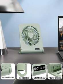 GICOOK 1800mAh Portable USB Desktop Fan, 3 Speed Settings With Timer Display, Brushless Motor, Foldable Mini USB Powered Cooling Fan, Quiet Rotating Desk Fan For Home, Office, Bedroom, Dorm, Indoor/Outdoor, Summer Gift - Pink - View 6