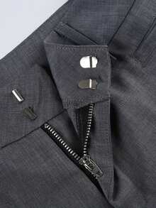 Relaxed-Fit Retro Straight-Leg Tapered Trousers With A Low Waist, Suitable For A Professional Yet Stylish Look, Providing A Slimming Effect And A Sleek Drape, Perfect For Casual And Business Occasions. - 灰色 - 查看 5