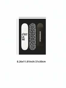 Zestaw 3 bezramowych, czarno-białych, retro, ściennych grafik, 1/3 szt., estetyczny, modny plakat kolażowy Y2K, grunge'owy wzór lamparta do akademika, sypialni i mieszkania | Awangardowy wystrój pokoju, starannie dobrana galeria ścienna