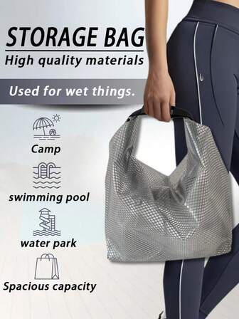 Large Capacity Waterproof Dry Bag For Swimming & Outdoor Activities | Foldable Swimming Bag, Tote Bag, Beach Camping Bag, Travel Essentials - Suitable For Fitness, Beach Travel, High Quality, Durable, Multipurpose Travel Bag