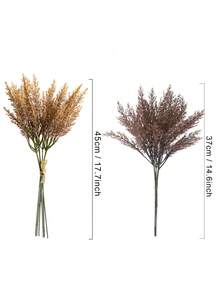 6/18 Pcs Artificial Grass Plants Wheatgrass Fake Grass Shrubs Plastic Grass Onion Grass Flowers UV Resistant Plants Bohemian Home Table Decor Rustic Farmhouse Party Home DIY Crafts Patio Flower Garden Farmhouse Flower Arrangements Table Centrepieces - Coffee Brown - View 4