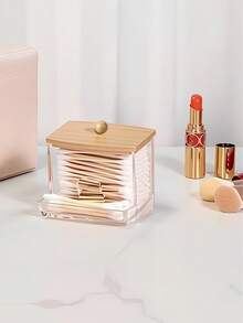 4 pièces Set de rangement transparent pour salle de bain, décoration de salle de bain d'été, rentrée scolaire. Comprend un support pour cotons-tiges, un pot pour tampons de maquillage, un gobelet pour brosse à dents et un flacon presseur. Collection pour la salle de bain, indispensable pour la maison et les voyages.