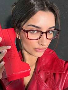 1pc Square Frame Glasses Fashion Non-Prescription Glasses High Color Eyeglasses - 紅色2 - 查看 6