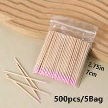 500支/200支/100支/包 一次性木质微型睫毛刷，不掉毛，睫毛嫁接工具和胶水卸除器，迷你化妆刷，眉刷，眼影刷，螺旋刷，赠品 - 彩色 - 查看 15