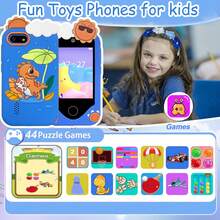 儿童智能手机，4800万像素，1080P高清，拼图游戏相机，视频拍摄，手电筒，多功能儿童手机，适合男孩女孩，儿童圣诞节生日礼物 - 藍色 - 查看 3