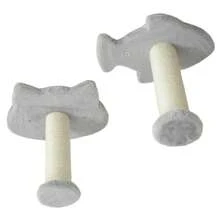 PawHut4 Piece Cat Wall Shelves Wall-Mounted Tree With Platforms Light Grey - Light Grey - View 8