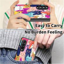 Floral, Animal And Galaxy Print Pattern Foldable Phone Case Compatible With Sam Galaxy Z Flip 3 4 5 6 7 Folding Case Design For Moto Razr 40 50 60 Ultra Cute Phone Case For Girl And Women - 彩色貓 - 查看 6