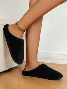 Autumn/Winter New Cute Plush Slippers For Teens, Soft & Comfortable Closed Toe Warm Indoor House Slippers For Boys & Girls