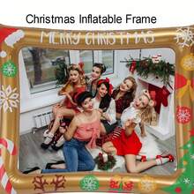 1/2 pièces Cadre photo gonflable de Noël pour selfie, rassemblement familial, convient pour fête de Noël, événements à la maison, décoration du Nouvel An