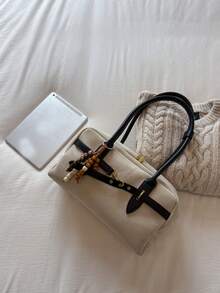 女款复古绒面保龄球包，2025/2025新款小众腋下包，大容量单肩包带吊坠，秋季 - 彩色 - 查看 11