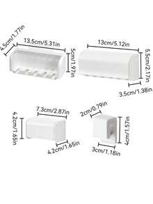 1Set Punch-Free Wall-Mounted Toothbrush Holders With Cover, Electric Tooth Brushing Holder For Bathroom,Toothpaste Storage Rack, 2/5/6 Slots Self Adhesive Toothbrush Organizer For Family,Bathroom Organizer Accessories,Bathroom Gadgets