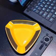 Triangular Cigar Ashtray, Ceramic With Temperature Control | Handcrafted Leather Triangular Cigar Ashtray | Heat-Resistant Glass Triangular Cigar Ashtray | Temperature Control, Ceramic, Leather, Glass, Heat-Resistant | Premium Materials, Practical Functions