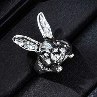 1pc Metal Rabbit Ear Shaped Ring, Suitable For Daily Wear