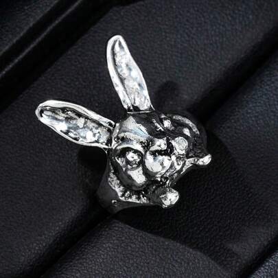 1pc Metal Rabbit Ear Shaped Ring, Suitable For Daily Wear