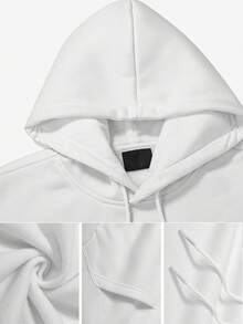 Men's White Hooded Sweatshirt With BY ANY MEANS NECESSARY Graphic Print - Bold Yellow & Green Lettering, Heavyweight 450gsm Fabric, Regular Fit Pullover With Front Pocket Autumn/Winter Casual Streetwear & Everyday Outfits