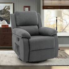 KORSER Recliner Chair, 360 Swivel Rocker Chair For Adults, Small Rocking Recliner Chair For Small Spaces, Upholstered Fabric Glider Recliner Nursery Chair With Side Pockets For Living Room, Nursery,Multiple Colors - 灰色 - 查看 8