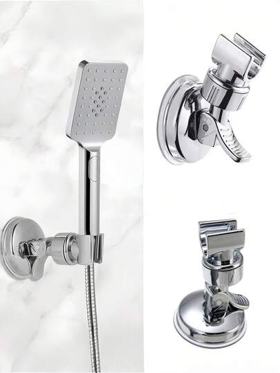 1pc Adjustable Shower Head Holder, Bathroom Suction Cup Handheld Shower Head Bracket, Punch-Free With Multiple Gear Positions, Universal Showerhead Mount,Removable Wall Mounted Suction Bracket,Self-Adhesive Shower Head Holder.
