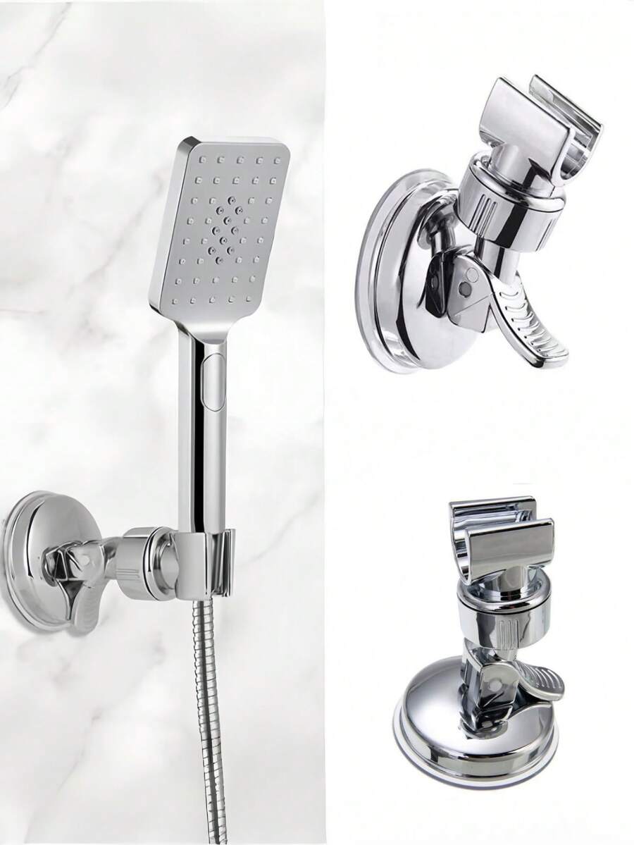 1pc Adjustable Shower Head Holder, Bathroom Suction Cup Handheld Shower Head Bracket, Punch-Free With Multiple Gear Positions, Universal Showerhead Mount,Removable Wall Mounted Suction Bracket,Self-Adhesive Shower Head Holder.