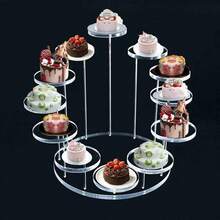 1pc 12-Tier Round Acrylic Multi-Functional Display Stand Versatile Riser For Cupcakes Jewelry Mini Figurines Decorations Perfect For Christmas Halloween Thanksgiving Valentines Day Elegant Black Clear Options Ideal For Wedding Accessories Space-Saving Stylish