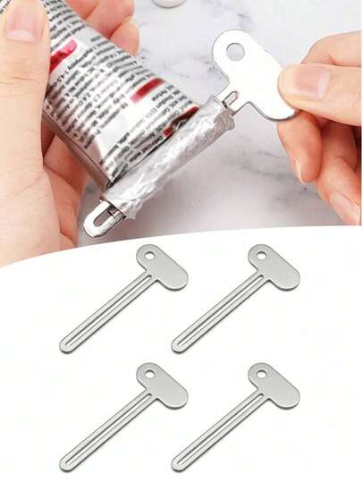 Immersive Stress Relief Manual Toothpaste Squeezer - Stainless Steel Tube Squeezer Key, Metal Toothpaste Dispenser, Easy-To-Use Cosmetic Cream Tube Roller, T-Shape Design, Silver, Reduce Waste, Suitable For Toothpaste, Paint, Cream Tubes, Reusable. Creative Gift Choice For Holiday Celebrations
