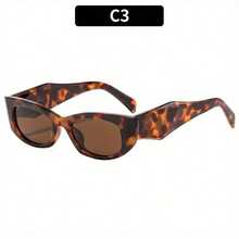1 Pcs/Set, New Irregular Sun Protection Outdoor Sunglasses, European And American Style Personalized Sunglasses, High-End Sunglasses - Leopard print frame tea leaves - View 1