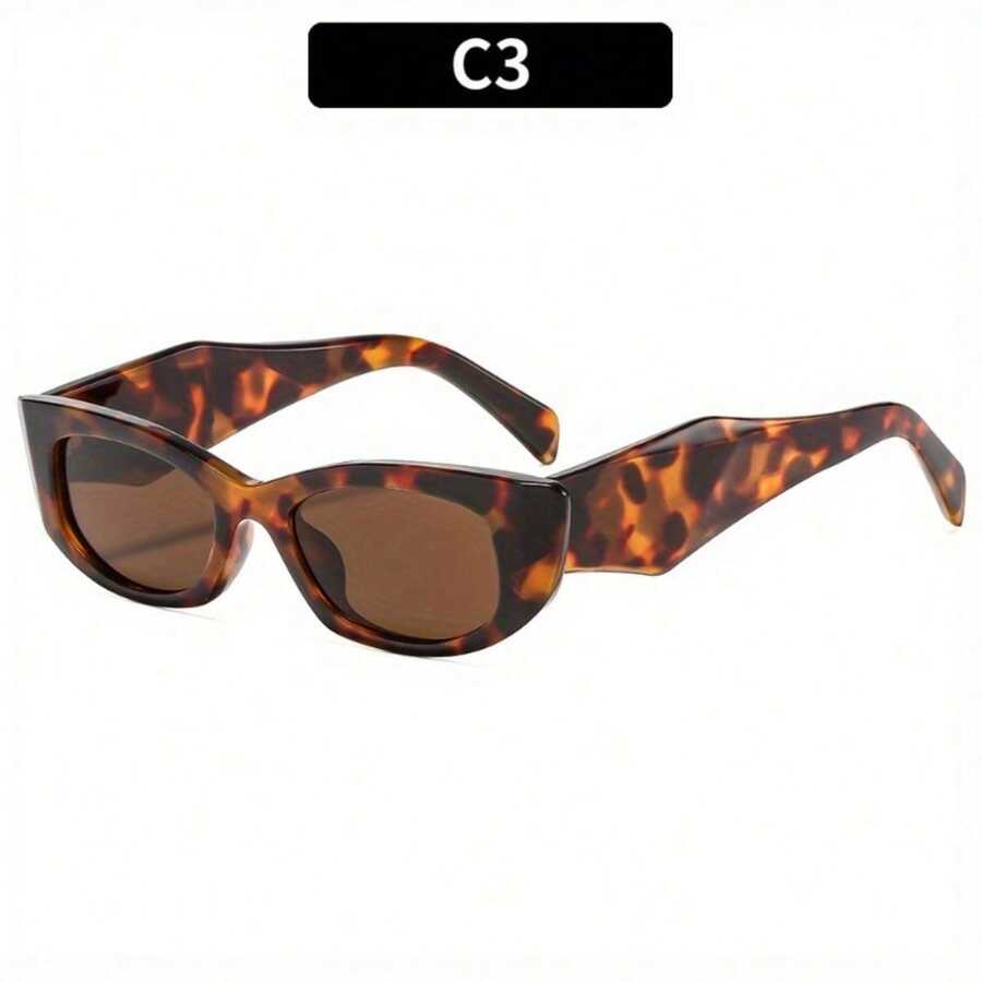 1 Pcs/Set, New Irregular Sun Protection Outdoor Sunglasses, European And American Style Personalized Sunglasses, High-End Sunglasses - Leopard print frame tea leaves - View 1
