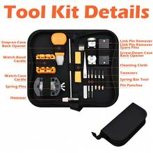 Watch Repair Kit, Watchmaker Back Case Remover Opener Link Pin Spring Bar - Black - View 6