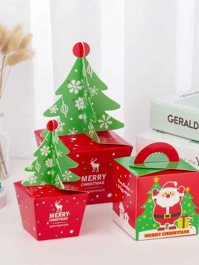 2/10/40PCS Christmas Tree Gift Boxes With "Bell" Pop-Up Paper Christmas Trees - Suitable For Children And Babies As Holiday Gifts And Christmas Small Gift Boxes